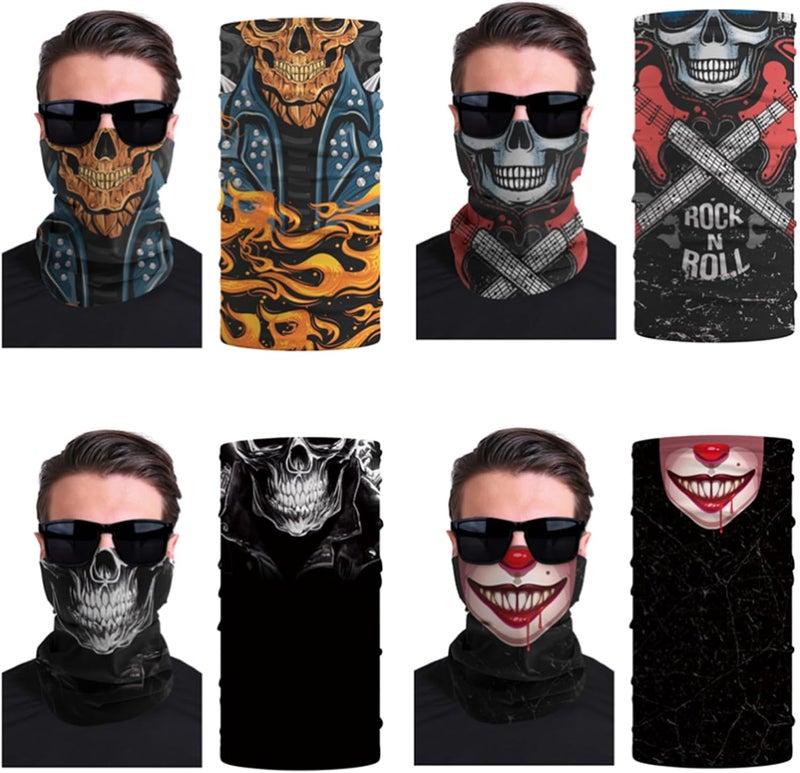 WYSUMMER 8PCS Scarves Bandanas Face Tube Black Headband, Motorcycle Multi Function Headwear Hat Scarf Neck Warmer Balaclava - Image 4